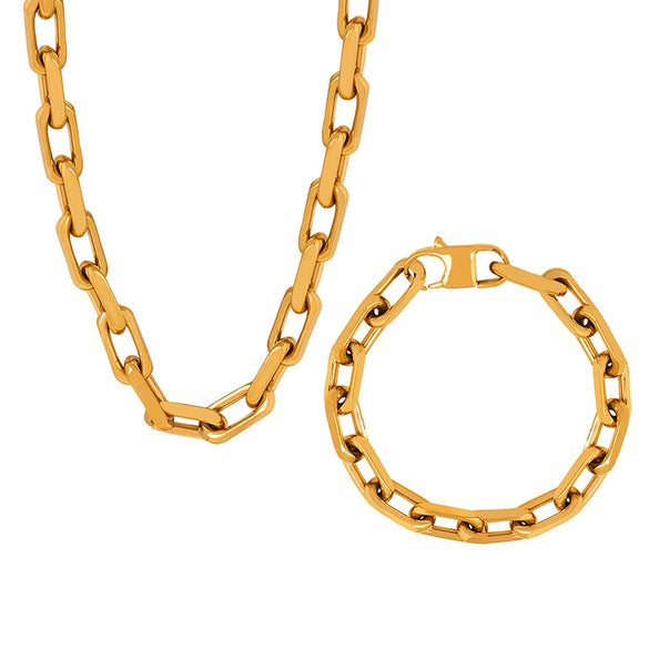 Wholesale Unisex Hip Hop Style Allmatch Goldplated Titanium Steel Jewelry Set With Regular Chain