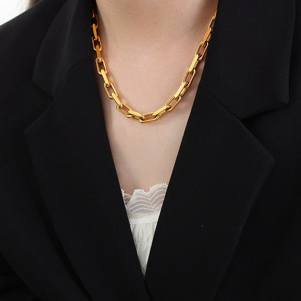 Wholesale Unisex Hip Hop Style Allmatch Goldplated Titanium Steel Jewelry Set With Regular Chain