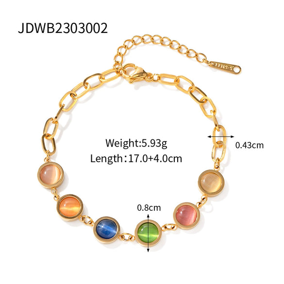 Wholesale Unisex Hip Hop Style Geometric Stainless Steel Gold Plated Chain Bracelet
