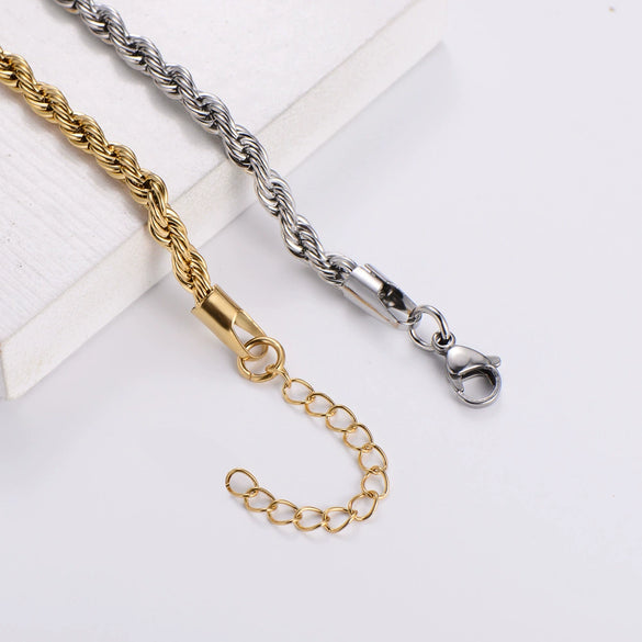 Wholesale Unisex Hip Hop Titanium Steel Electroplated 18K Gold Twist Chain Bracelet