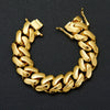 Wholesale Unisex Hiphop Jewelry Stainless Steel Cuban Chain Necklace With Geometric Pattern Vacuum Goldplated