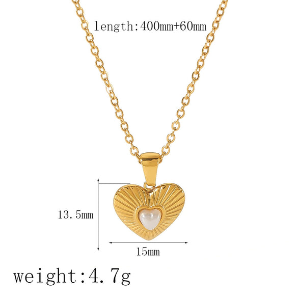 Wholesale Unisex Inlaid Pearl Heart Shape Titanium Steel Earrings