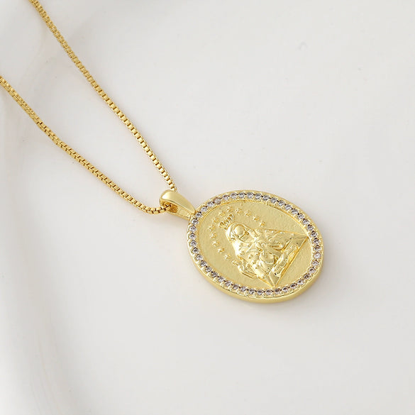 Wholesale Unisex Ins Style Copper Goldplated Cross Pendant Necklace With Zircon And O Word Chain
