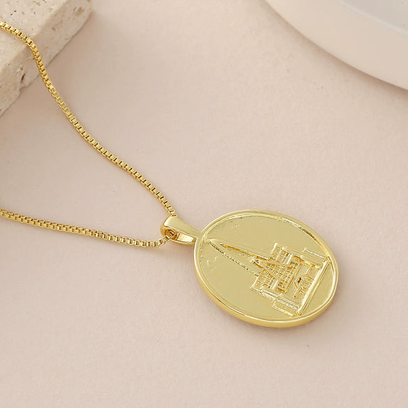 Wholesale Unisex Ins Style Copper Goldplated Cross Pendant Necklace With Zircon And O Word Chain