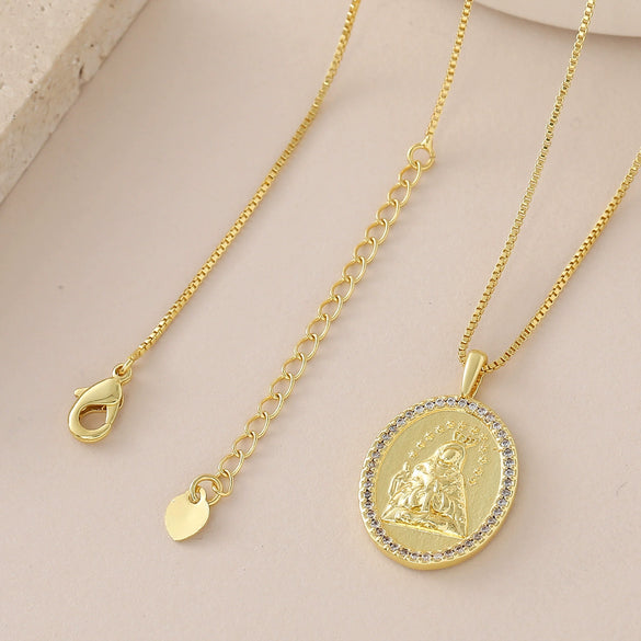 Wholesale Unisex Ins Style Copper Goldplated Cross Pendant Necklace With Zircon And O Word Chain