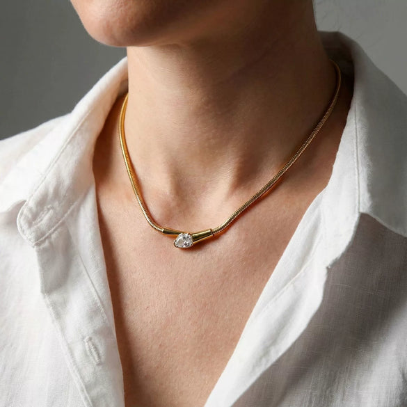 Wholesale Unisex Ins Style Electroplated Stainless Steel Round Snake Bone Chain Necklace