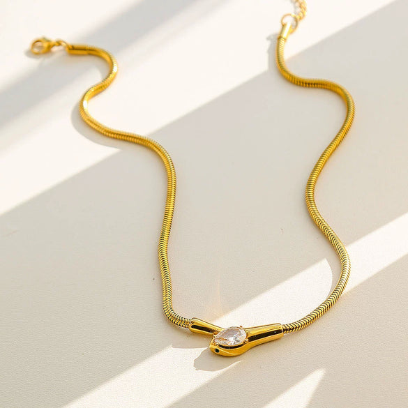 Wholesale Unisex Ins Style Electroplated Stainless Steel Round Snake Bone Chain Necklace
