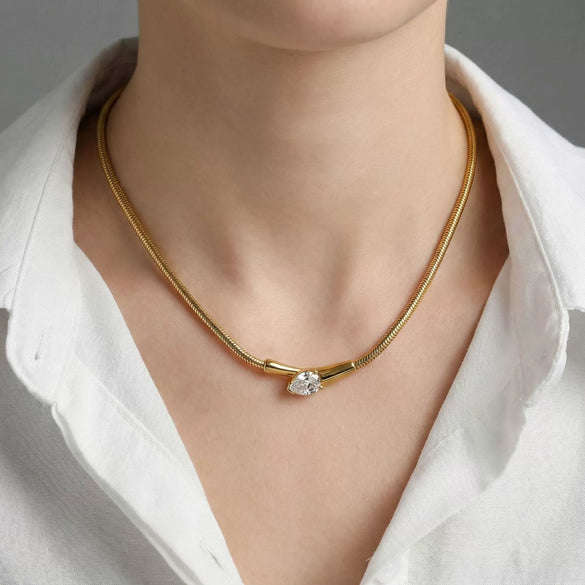 Wholesale Unisex Ins Style Electroplated Stainless Steel Round Snake Bone Chain Necklace