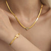 Wholesale Unisex Ins Style Ferris Wheel Titanium Steel Electroplated Snake Bone Chain Bracelet And Love Zircon Necklace Jewelry Set