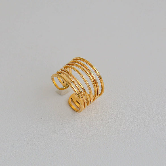 Wholesale Unisex Ins Style Geometric Butterfly Open Ring 18K Goldplated Titanium Steel