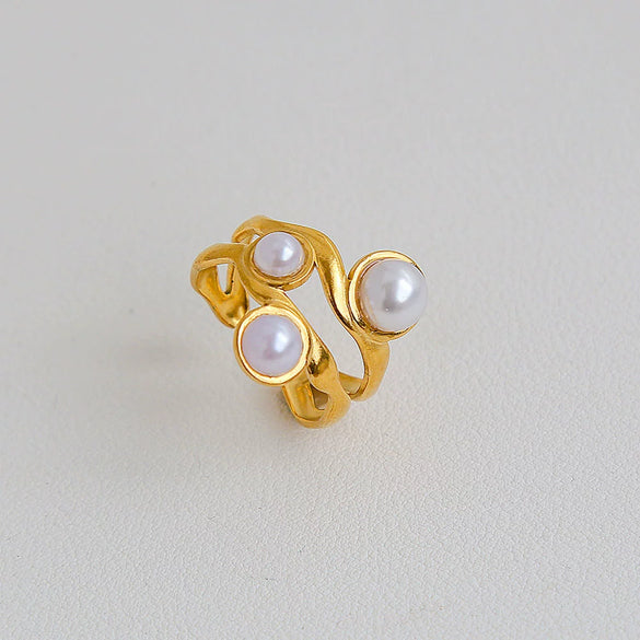 Wholesale Unisex Ins Style Geometric Butterfly Open Ring 18K Goldplated Titanium Steel