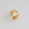 Wholesale Unisex Ins Style Geometric Butterfly Open Ring 18K Goldplated Titanium Steel