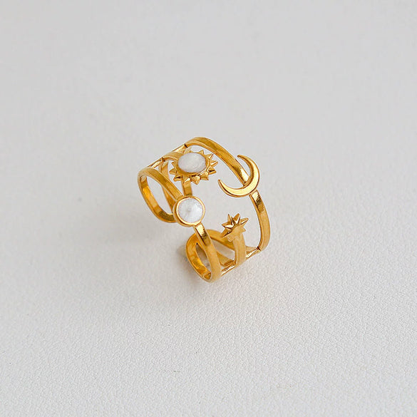 Wholesale Unisex Ins Style Geometric Butterfly Open Ring 18K Goldplated Titanium Steel