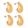 Wholesale Unisex Ins Style Geometric Dropshaped Rhinestone Inlaid Titanium Steel Earrings