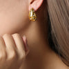 Wholesale Unisex Ins Style Geometric Dropshaped Rhinestone Inlaid Titanium Steel Earrings