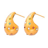 Wholesale Unisex Ins Style Geometric Dropshaped Rhinestone Inlaid Titanium Steel Earrings