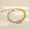 Wholesale Unisex Ins Style Geometric Stainless Steel Handmade Knotted Snake Chain Herringbone Real Gold Plated Bracelet Necklace Ring