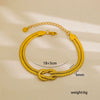 Wholesale Unisex Ins Style Geometric Stainless Steel Handmade Knotted Snake Chain Herringbone Real Gold Plated Bracelet Necklace Ring