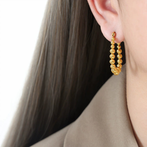 Wholesale Unisex Ins Style Geometric Titanium Steel Gold Plated Stitching Design Ushaped Earrings