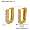 Wholesale Unisex Ins Style Geometric Titanium Steel Zircon Blue Turquoise 18K Gold Plated Earrings