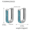 Wholesale Unisex Ins Style Geometric Titanium Steel Zircon Blue Turquoise 18K Gold Plated Earrings