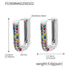 Wholesale Unisex Ins Style Geometric Titanium Steel Zircon Blue Turquoise 18K Gold Plated Earrings