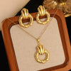 Wholesale Unisex Irregular Hollow Geometric Stainless Steel Earrings And Pendant Necklace With Electroplating