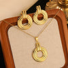 Wholesale Unisex Irregular Hollow Geometric Stainless Steel Earrings And Pendant Necklace With Electroplating
