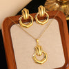 Wholesale Unisex Irregular Hollow Geometric Stainless Steel Earrings And Pendant Necklace With Electroplating