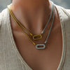 Wholesale Unisex 18K Gold Plated Stainless Steel Ushaped And Drop Shape Pendant Necklace