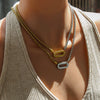 Wholesale Unisex 18K Gold Plated Stainless Steel Ushaped And Drop Shape Pendant Necklace
