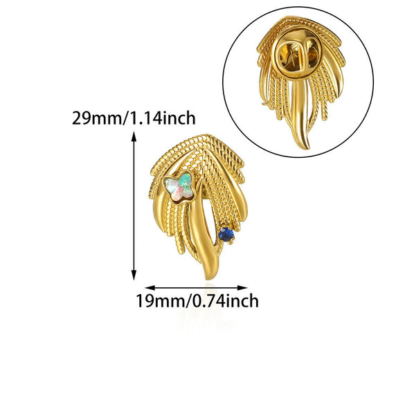 Wholesale Unisex Letter Shape Stainless Steel Gold Electroplated Brooch Jewelry