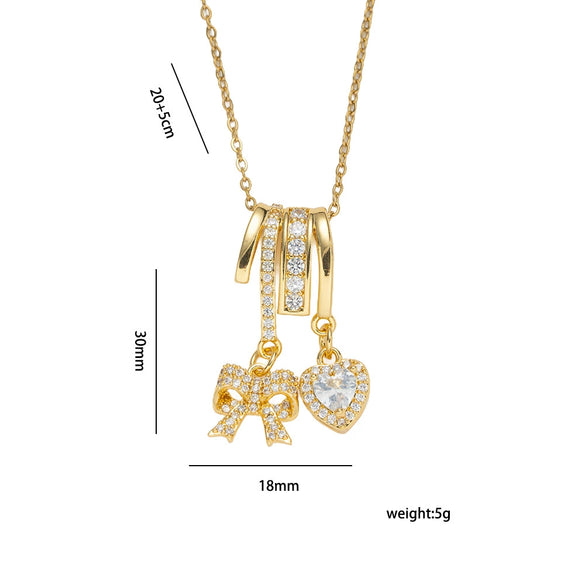 Wholesale Unisex Light Luxury Geometric Pendant Necklace With Gold Plated Copper Zircon Pendant And O Word Chain
