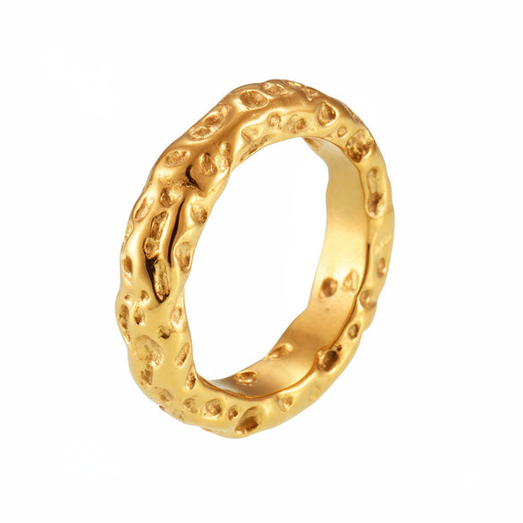 Wholesale Unisex Light Luxury Geometric 316L Stainless Steel 18K Gold Plated Bracelet Ring
