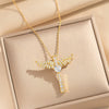 Wholesale Unisex Light Luxury Gold Plated Copper And Zircon Cross Necklace With O Word Chain