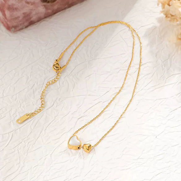 Wholesale Unisex Light Luxury Real Gold Plated Heart Shape Titanium Steel Bamboo Chain Necklace