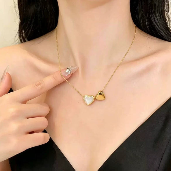 Wholesale Unisex Light Luxury Real Gold Plated Heart Shape Titanium Steel Bamboo Chain Necklace