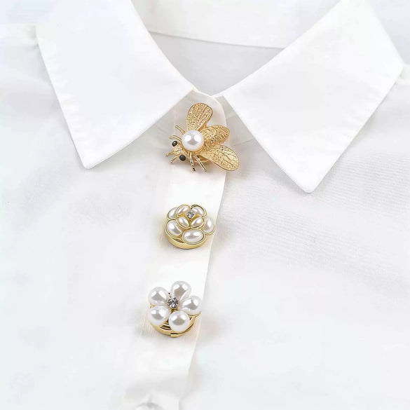 Wholesale Unisex Light Luxury Style Flower Pattern Alloy Electroplated Shirt Buttons And Button Covers Accessories