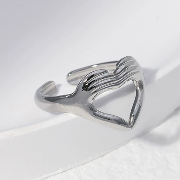 Wholesale Unisex Love Palm Creative Hip Hop Heart Titanium Steel And Stainless Steel Electroplated Ring