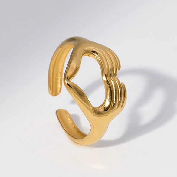 Wholesale Unisex Love Palm Creative Hip Hop Heart Titanium Steel And Stainless Steel Electroplated Ring