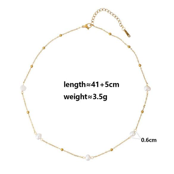 Wholesale Unisex Maillard Style Animals Zodiac Stainless Steel Freshwater Baroque Pearl Clavicle Necklace With Ball Chain 18K Gold Plated