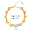 Wholesale Unisex Maillard Style Heart Shape Stainless Steel Electroplated Spliced Necklace And Bracelet