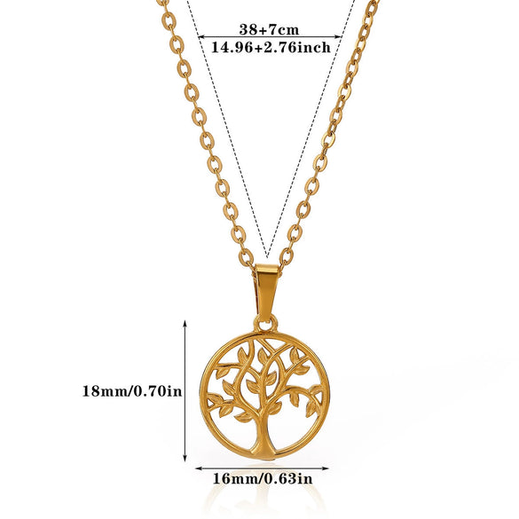 Wholesale Unisex Medieval Style Gold Plated Stainless Steel Tree Of Life Pendant Necklace