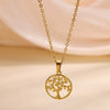 Wholesale Unisex Medieval Style Gold Plated Stainless Steel Tree Of Life Pendant Necklace