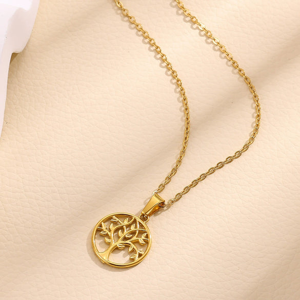 Wholesale Unisex Medieval Style Gold Plated Stainless Steel Tree Of Life Pendant Necklace