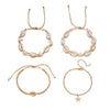 Wholesale Unisex Minimalist Geometric Alloy Beaded Anklet Set With Starfish And Conch Design