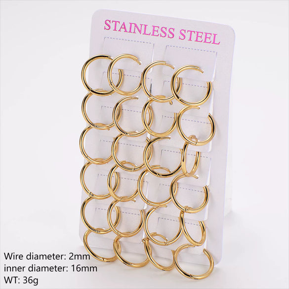 Wholesale Unisex Minimalist Geometric Circle Ear Buckle 18K Gold Vacuum Plated 304 Stainless Steel