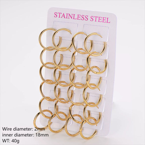 Wholesale Unisex Minimalist Geometric Circle Ear Buckle 18K Gold Vacuum Plated 304 Stainless Steel