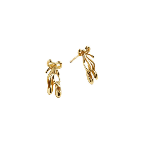 Wholesale Unisex Minimalist Stainless Steel Electroplated Ball Shoes Bow Tie Pattern Sports Earrings