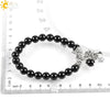 Wholesale Unisex Natural Black Agate And Alloy Accessories Bracelet With Tree Of Life Design And Baking Varnish Treatment